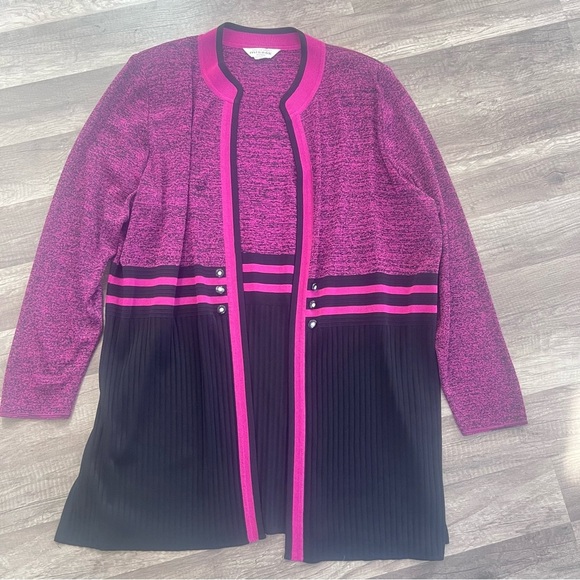 Misook Woman Cardigan Size XL Pink Black - Picture 3 of 8